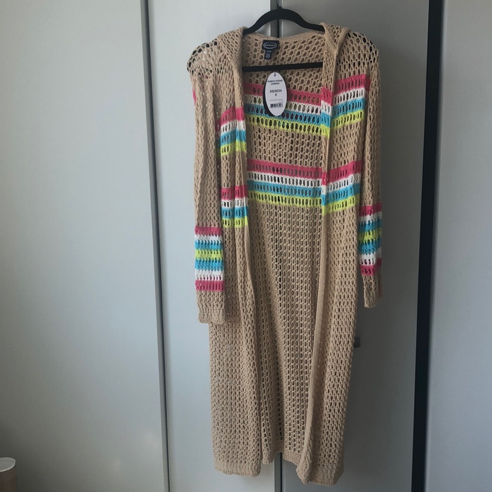 Long Scoop brand hooded cardigan